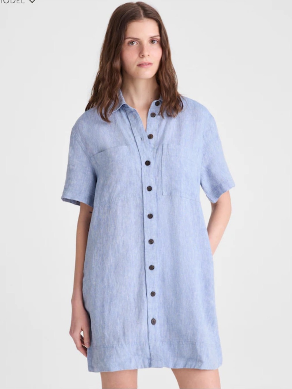 Madewell linen shirt dress blue XS like new